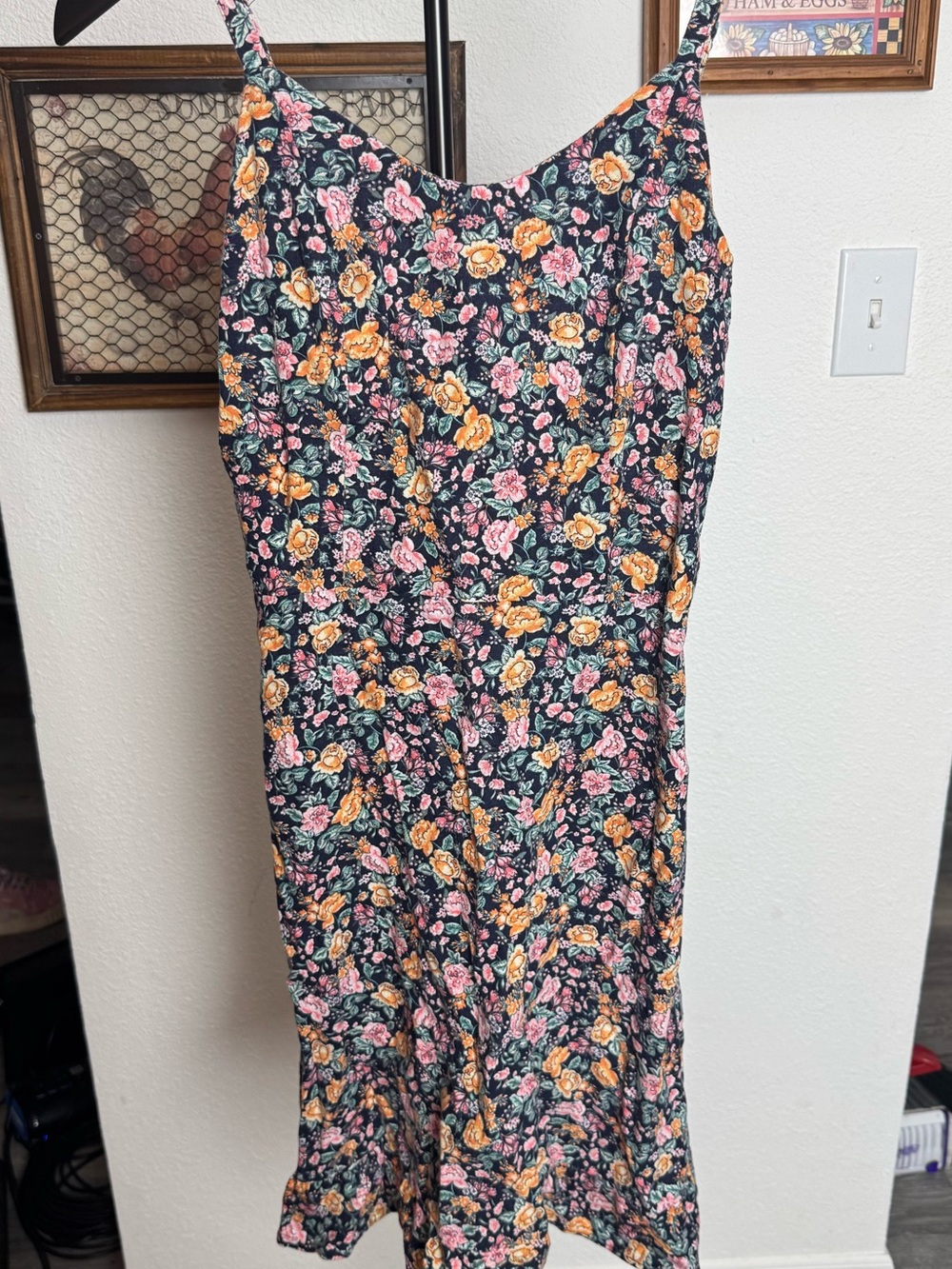Floral Slip Dress with Pink & Yellow Roses Old Navy Size Small